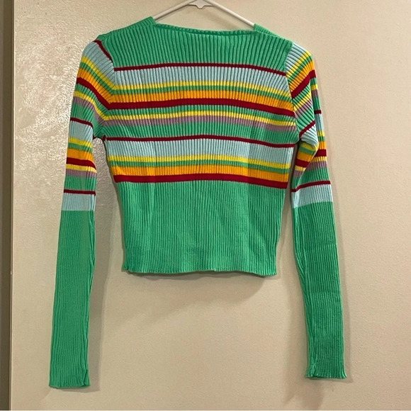 DAISY STREET x MODCLOTH Scream for Green Cardigan in Neon Green Stripes - Picture 5 of 8